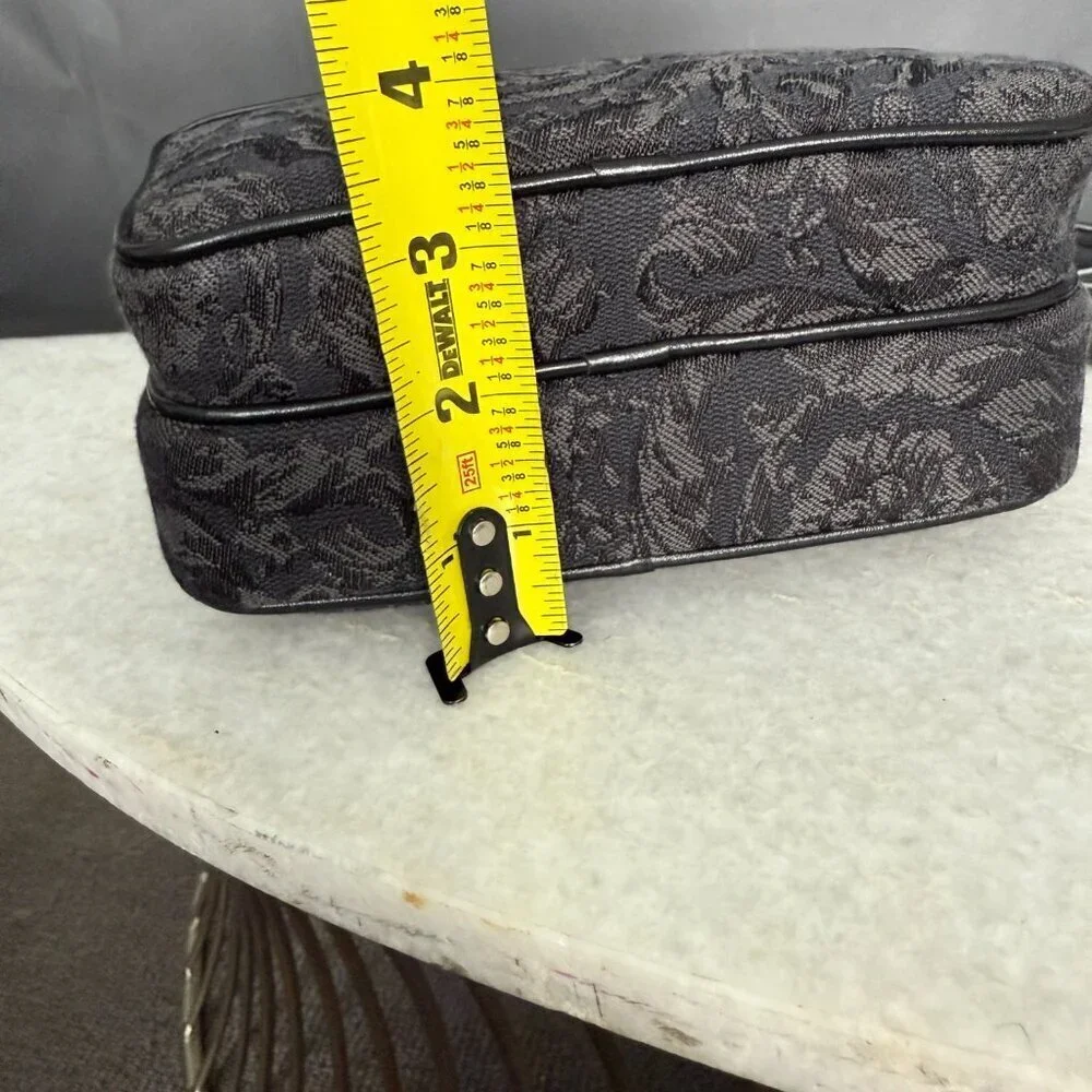 Versace Black Jacquard Fabric and Leather Shoulder Messenger Crossbody, 1012856‎